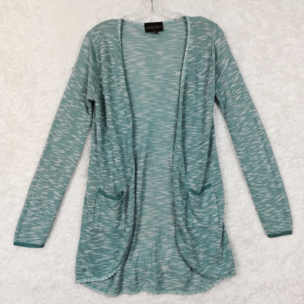 Absolutely Creative Worldwide Womens Sweater Cardigan Open Front Green Marled S